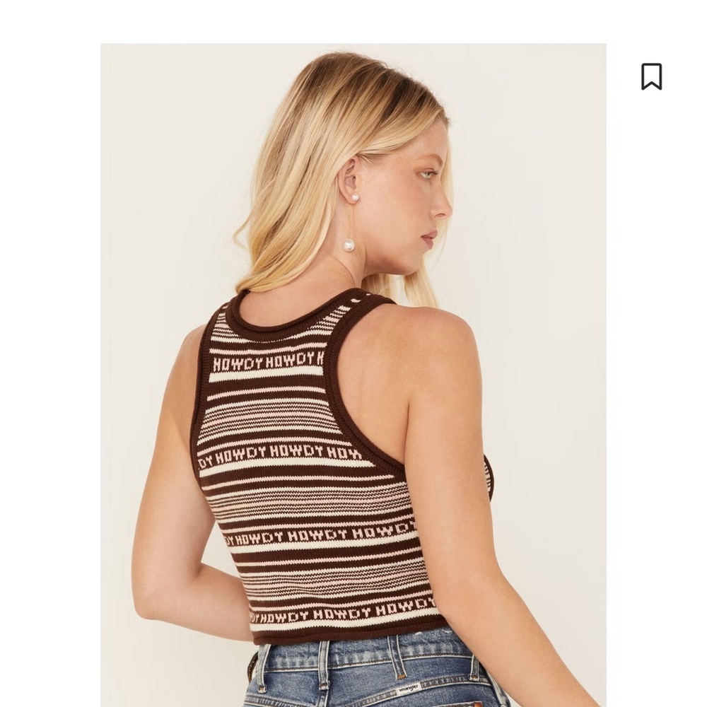 BEYOND THE RADAR WOMEN'S HOWDY STRIPE KNIT SWEATER CROPPED TANK TOP boot barn - Picture 3 of 11